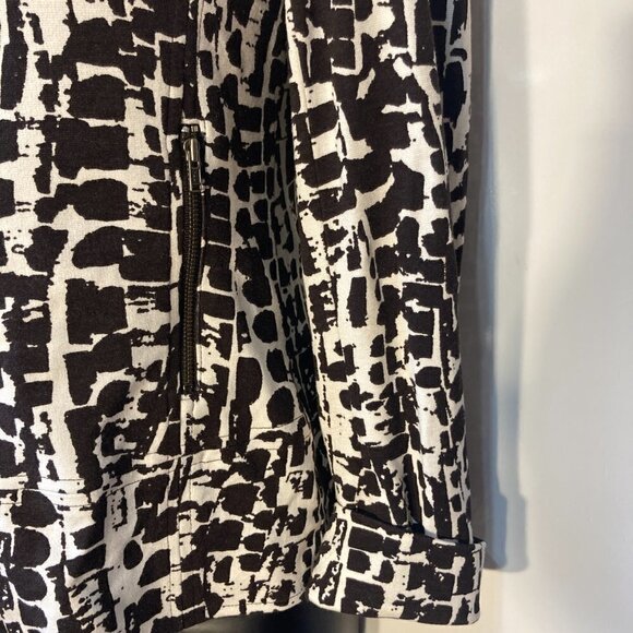 Chico's SZ S  Chocolate brown print Moto Jacket Wardrobe Staple Classic Chic - Picture 4 of 9